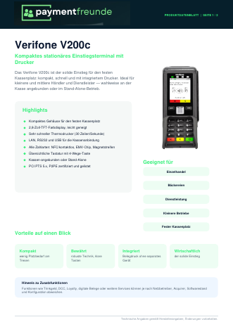 Datenblatt Verifone V200c